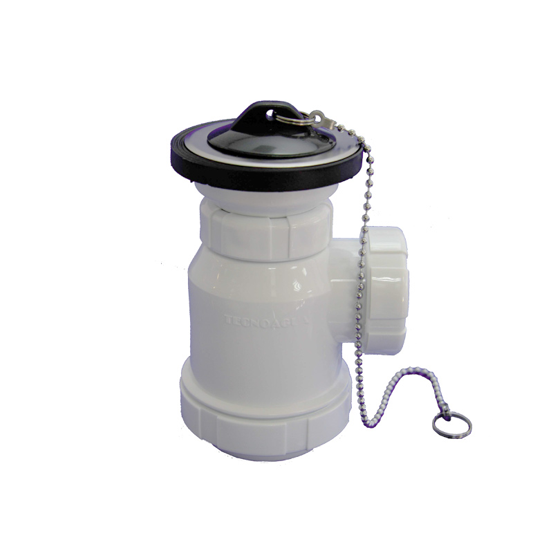 SIFON BOTELLA MINI VALVULA/CADENA T-3-M Diámetro 70mm conexión 1.1/4 y 40mm