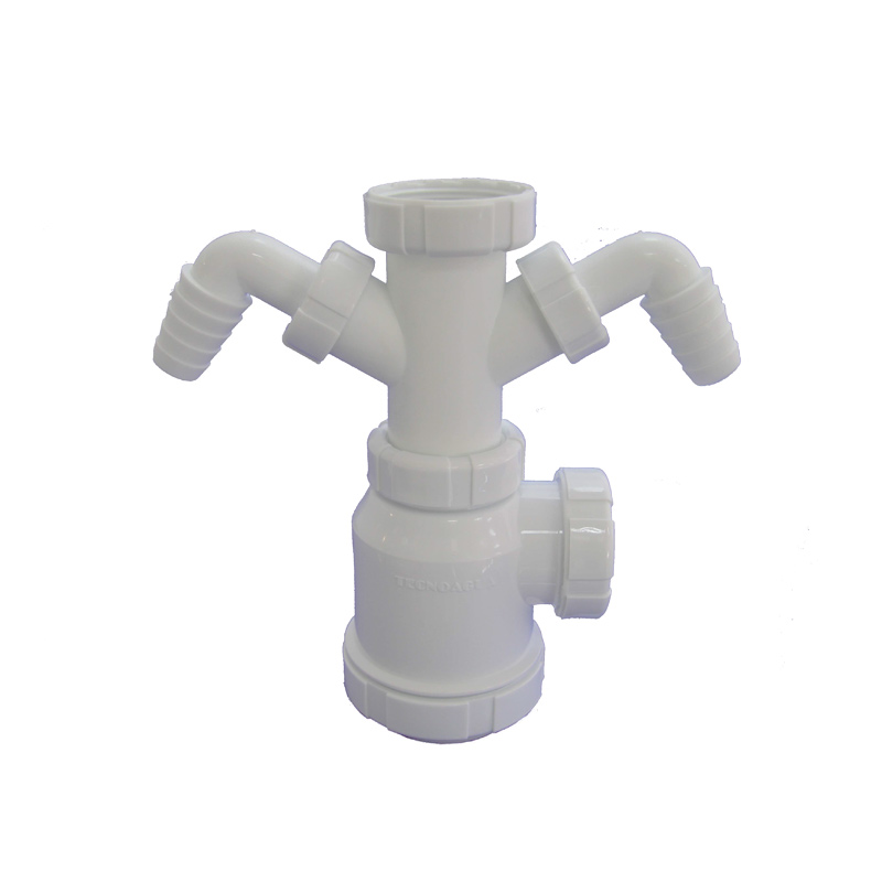 SIFON BOTELLA RACOR/EXTENSIBLE CON DOBLE TOMA LAVADORA  1-1/2 x Ø20 x 1-1/2-Ø40