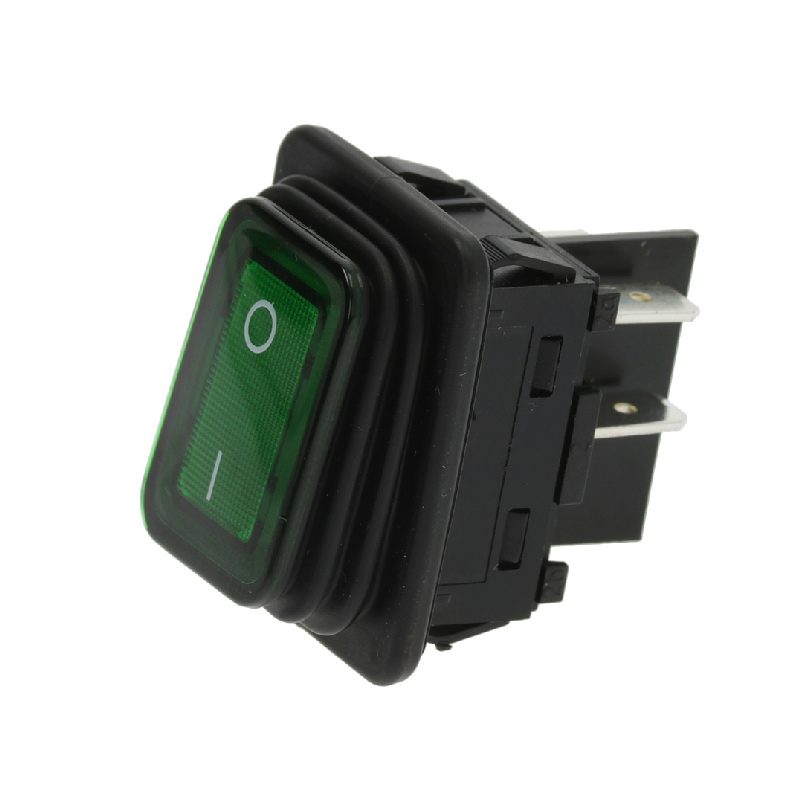 INTERRUPTOR DE BALANCÍN MARQUARDT VERDE 2-NO 20A 250V luminoso - serigrafía 0-I IP68