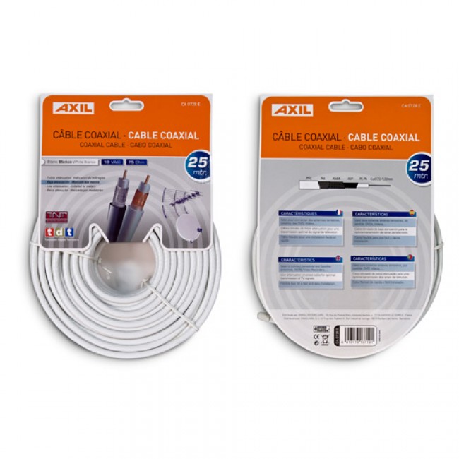 ROLLO CABLE COAXIAL 25M BLANCO