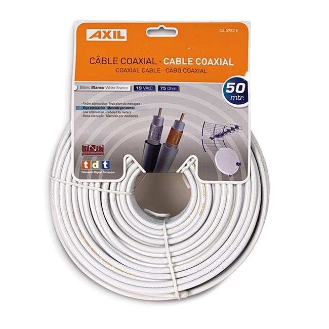 ROLLO CABLE COAXIAL 50M BLANCO